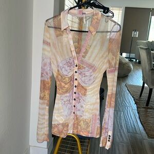 Free People sheer blouse size Med
